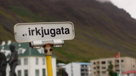 A street sign in Akureyri