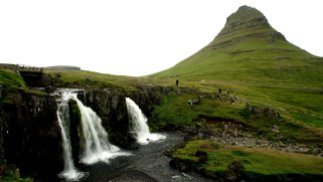 Kirkjufell (Church Mountain) is a cone-shaped mountain in the Snaefellsnes peninsula in western Iceland. This mountain is partly owned by Hjortur Gudmundsson, the chief engineer on the Bruarfoss.